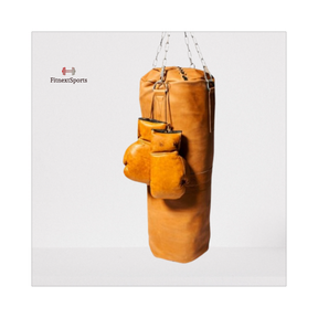 Tan Vintage Leather Punching Bag, MMA Boxing Bag